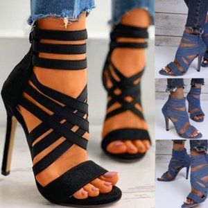 Bandage Crossover Zip Back Stiletto